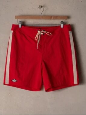 McTavish men’s Ripstop Board Shorts Swim Trunks Swim Suit Red Lifeguard beach 32